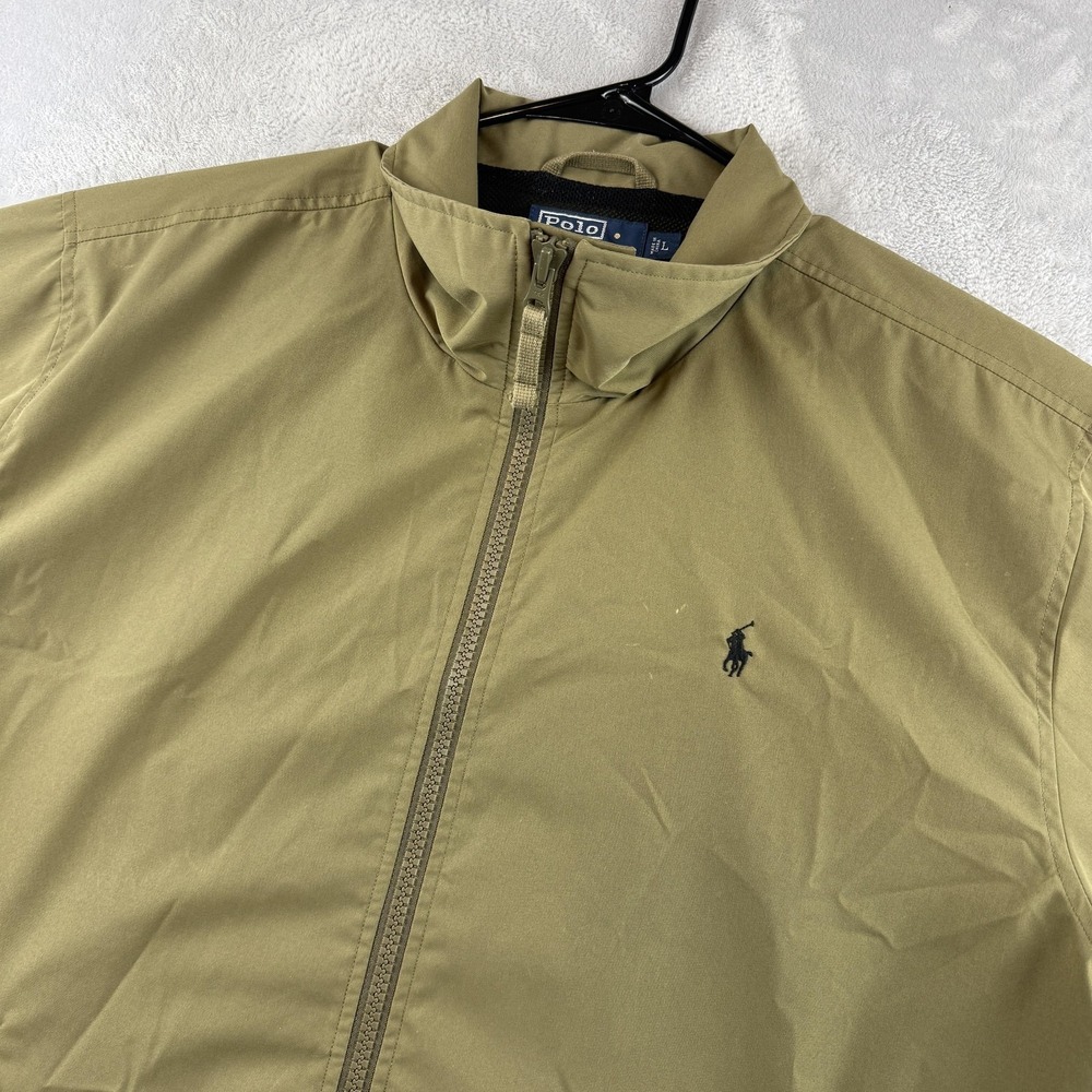 Polo Ralph Lauren Jacket Mens Large Green Microfiber Full Zip Windbreaker